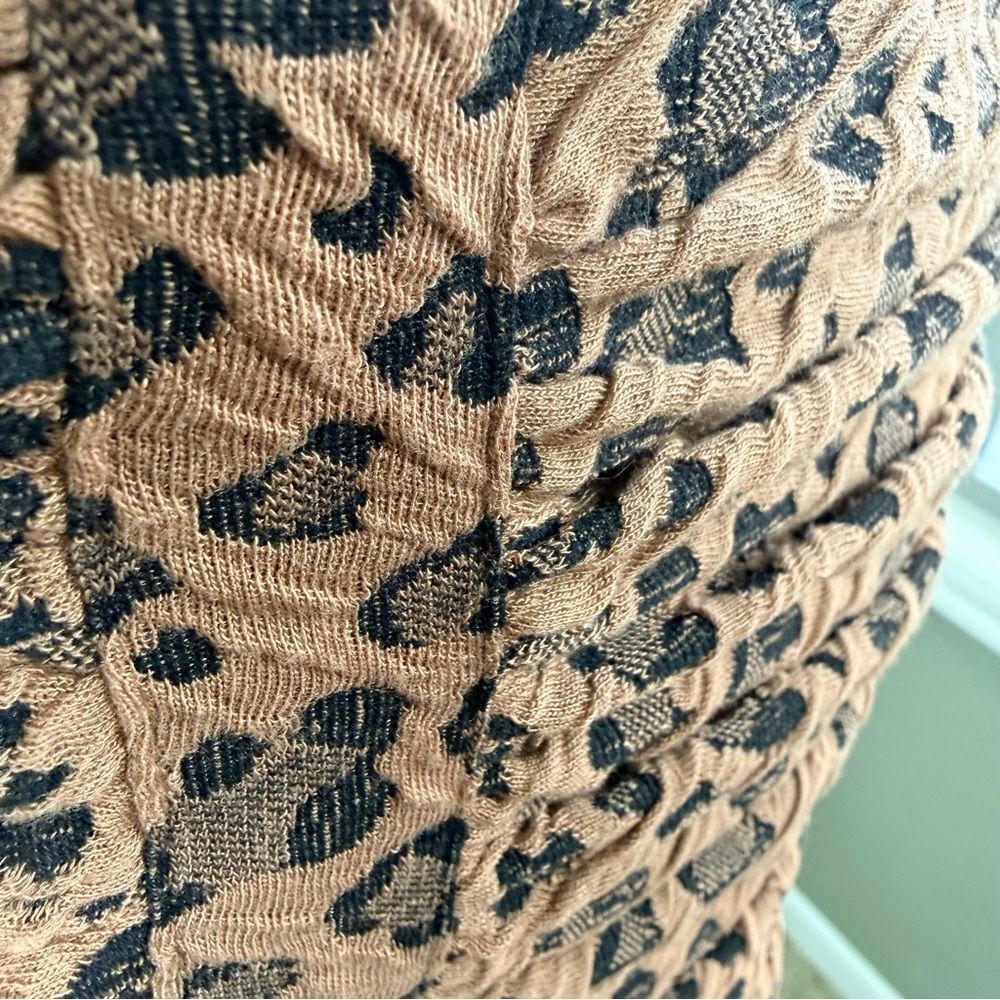 Mini Skirt Small TCEC Leopard Print Ruched Ruffle Hem Bodycon - Picture 2 of 7